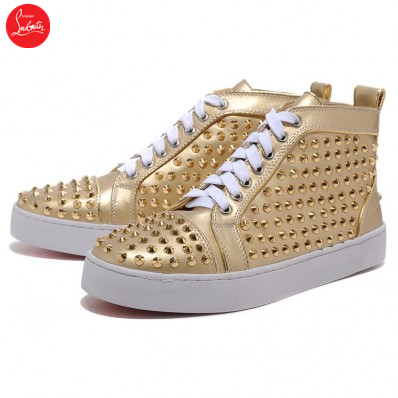 Outlet Christian Louboutin Louis Gold Spikes Women Sneakers Gold